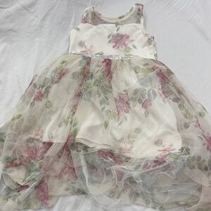 Elegant Floral Kids Dress with Pink and Green Accents